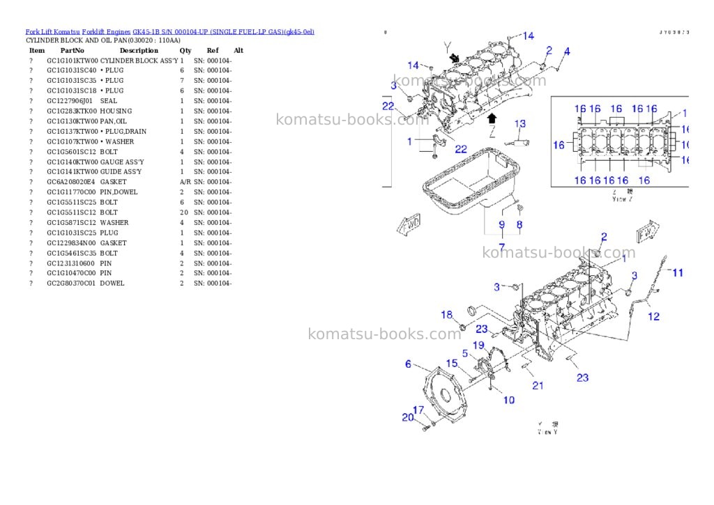 Komatsu GK45-1B S/N 000104-UP (SINGLE FUEL-LP GAS) Parts catalog cover Komatsu GK45-1B S/N 000104-UP (SINGLE FUEL-LP GAS) Parts catalog cover