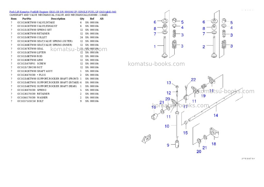 Komatsu GK45-1B S/N 000104-UP (SINGLE FUEL-LP GAS) Parts catalog cover Page 7 Komatsu GK45-1B S/N 000104-UP (SINGLE FUEL-LP GAS) Parts catalog cover Page 7