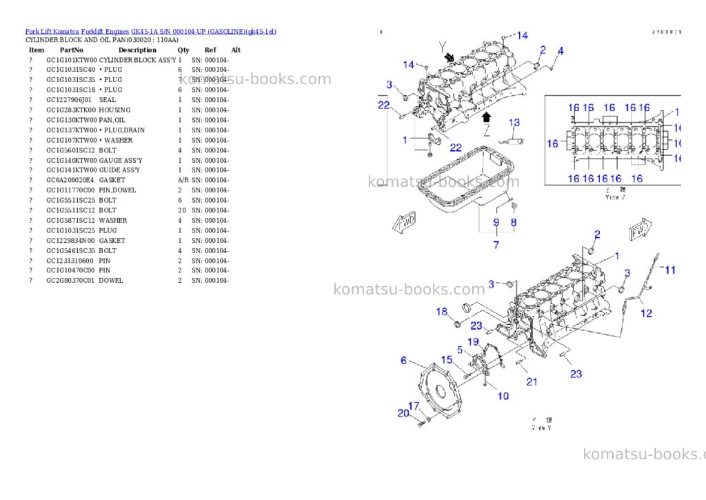 Komatsu GK45-1A S/N 000104-UP (GASOLINE) Parts catalog cover Komatsu GK45-1A S/N 000104-UP (GASOLINE) Parts catalog cover
