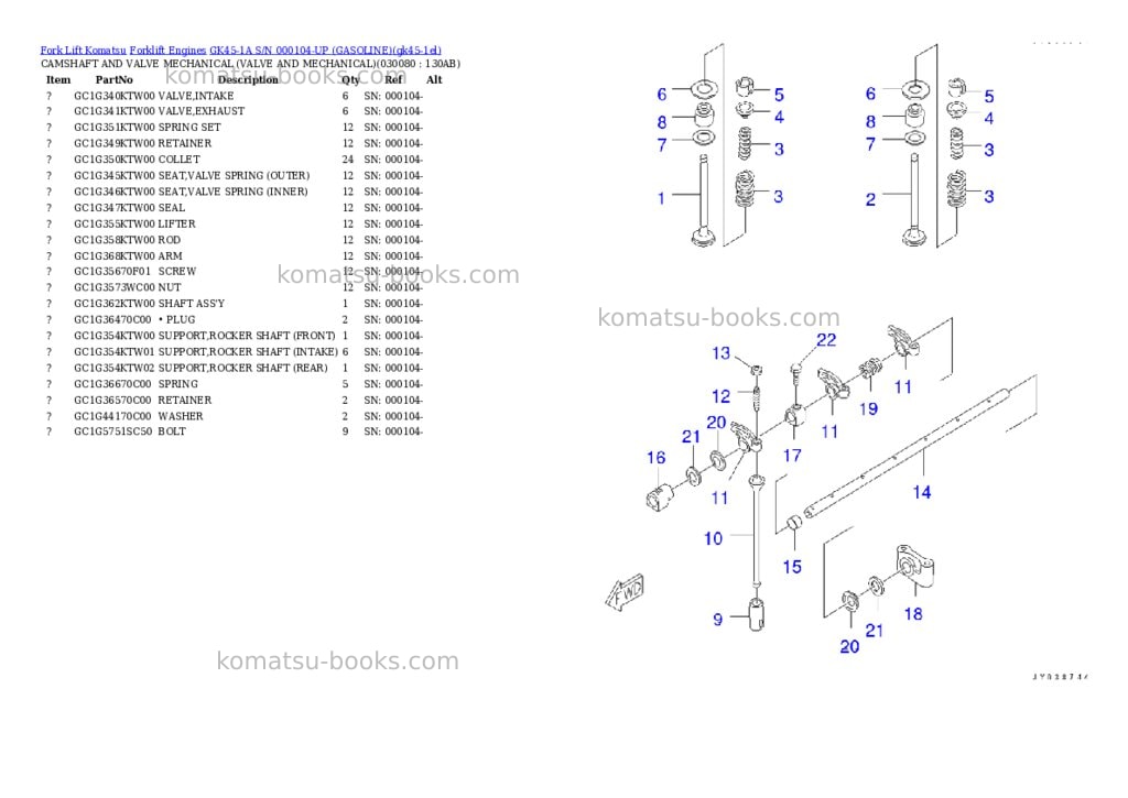 Komatsu GK45-1A S/N 000104-UP (GASOLINE) Parts catalog cover Page 7 Komatsu GK45-1A S/N 000104-UP (GASOLINE) Parts catalog cover Page 7