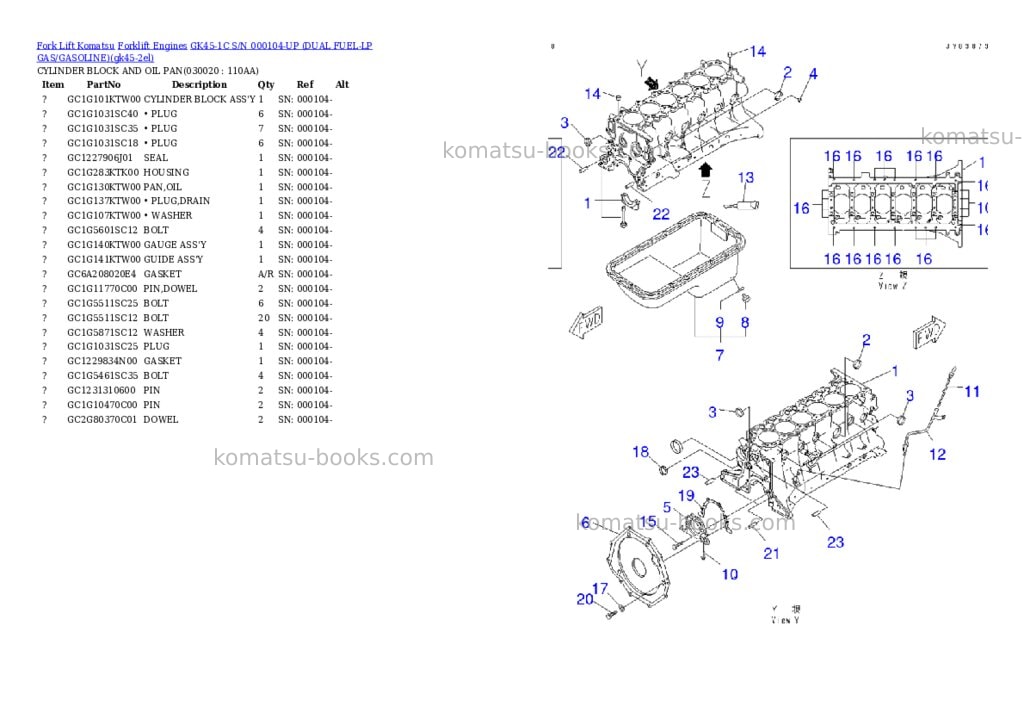 Komatsu GK45-1C S/N 000104-UP (DUAL FUEL-LP GAS/GASOLINE) Parts catalog cover