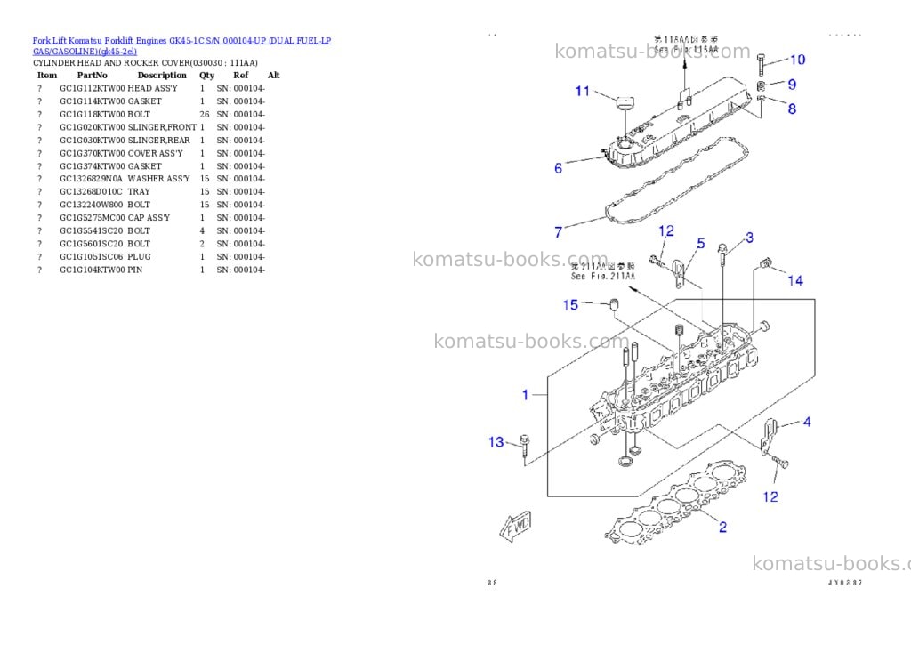 Komatsu GK45-1C S/N 000104-UP (DUAL FUEL-LP GAS/GASOLINE) Parts catalog cover Page 2