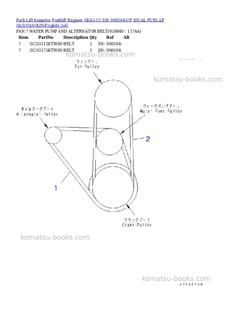 Komatsu GK45-1C S/N 000104-UP (DUAL FUEL-LP GAS/GASOLINE) Parts catalog cover Page 3