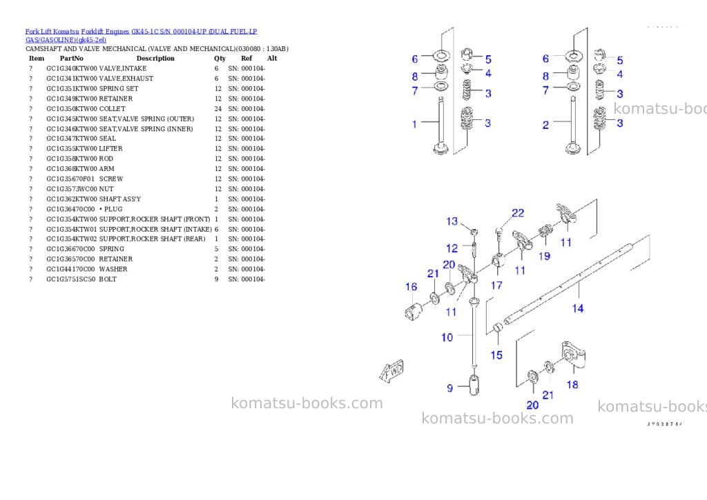 Komatsu GK45-1C S/N 000104-UP (DUAL FUEL-LP GAS/GASOLINE) Parts catalog cover Page 7