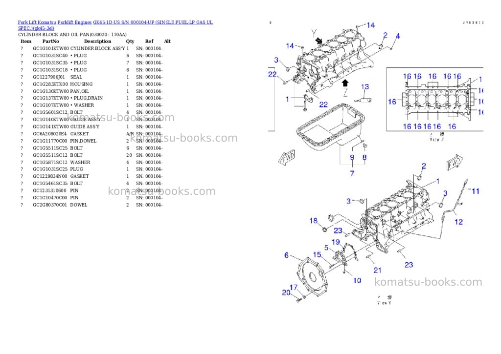 Komatsu GK45-1D-US S/N 000104-UP (SINGLE FUEL-LP GAS UL SPEC.) Parts catalog cover