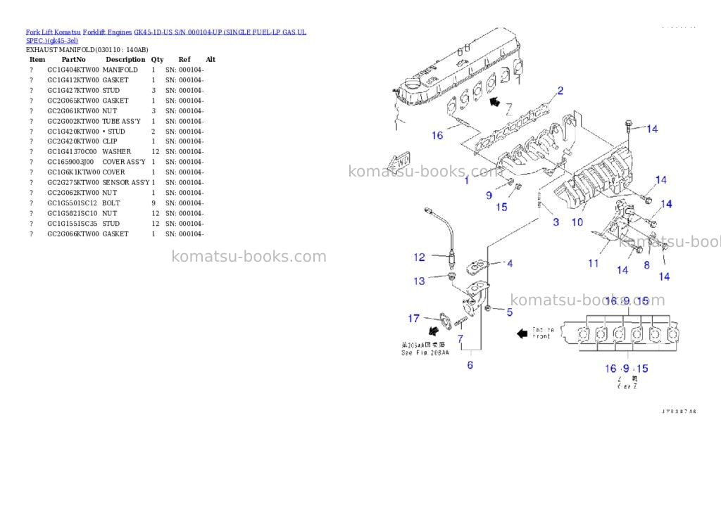 Komatsu GK45-1D-US S/N 000104-UP (SINGLE FUEL-LP GAS UL SPEC.) Parts catalog cover Page 10