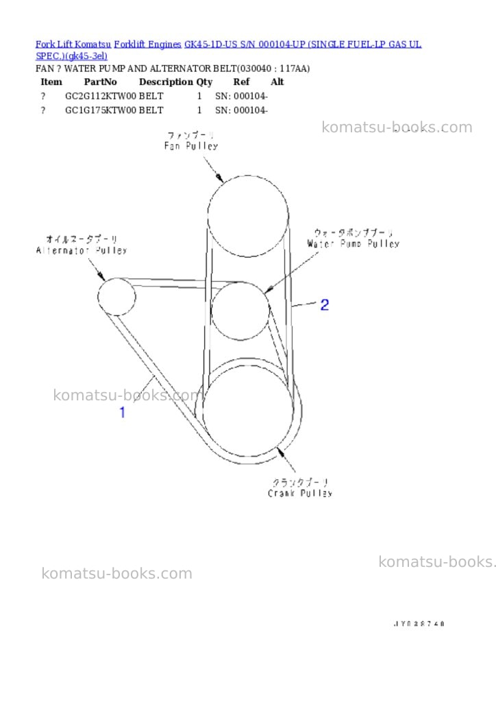 Komatsu GK45-1D-US S/N 000104-UP (SINGLE FUEL-LP GAS UL SPEC.) Parts catalog cover Page 3