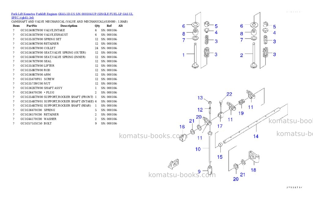 Komatsu GK45-1D-US S/N 000104-UP (SINGLE FUEL-LP GAS UL SPEC.) Parts catalog cover Page 7