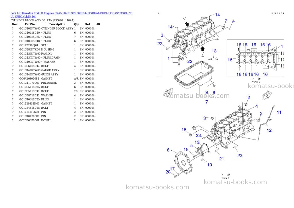 Komatsu GK45-1D-US S/N 000104-UP (DUAL FUEL-LP GAS/GASOLINE UL SPEC.) Parts catalog cover Komatsu GK45-1D-US S/N 000104-UP (DUAL FUEL-LP GAS/GASOLINE UL SPEC.) Parts catalog cover