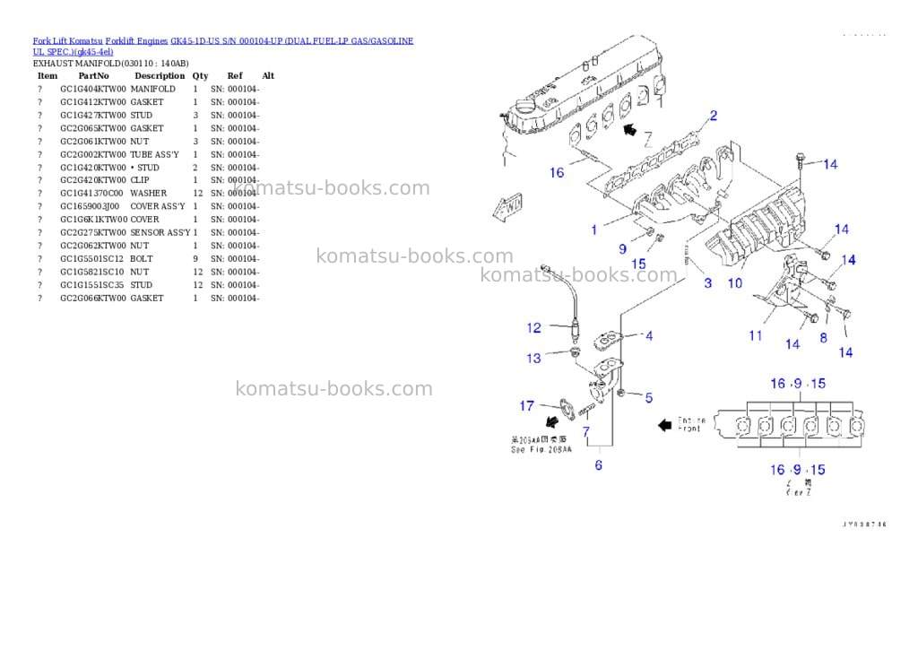 Komatsu GK45-1D-US S/N 000104-UP (DUAL FUEL-LP GAS/GASOLINE UL SPEC.) Parts catalog cover Page 10 Komatsu GK45-1D-US S/N 000104-UP (DUAL FUEL-LP GAS/GASOLINE UL SPEC.) Parts catalog cover Page 10