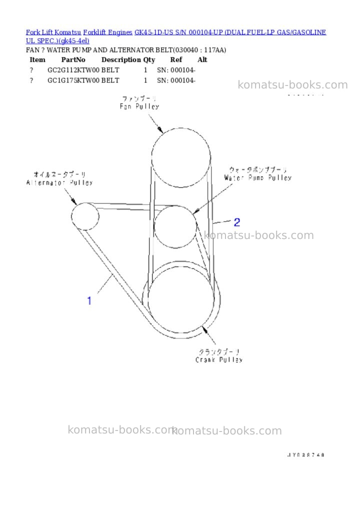 Komatsu GK45-1D-US S/N 000104-UP (DUAL FUEL-LP GAS/GASOLINE UL SPEC.) Parts catalog cover Page 3 Komatsu GK45-1D-US S/N 000104-UP (DUAL FUEL-LP GAS/GASOLINE UL SPEC.) Parts catalog cover Page 3