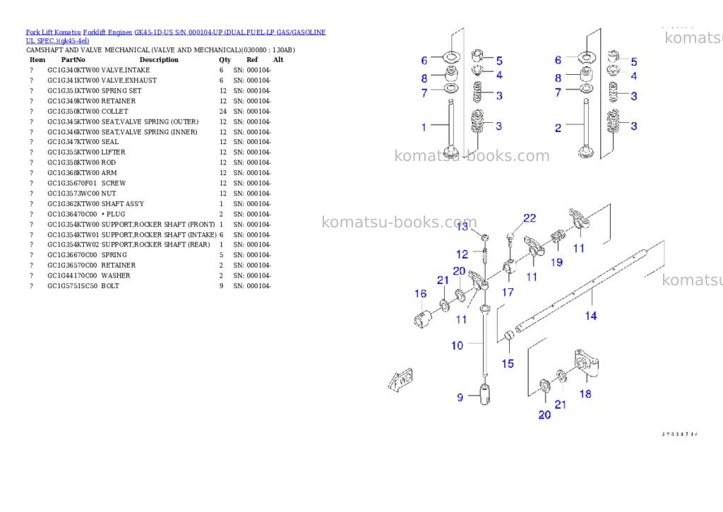Komatsu GK45-1D-US S/N 000104-UP (DUAL FUEL-LP GAS/GASOLINE UL SPEC.) Parts catalog cover Page 7 Komatsu GK45-1D-US S/N 000104-UP (DUAL FUEL-LP GAS/GASOLINE UL SPEC.) Parts catalog cover Page 7