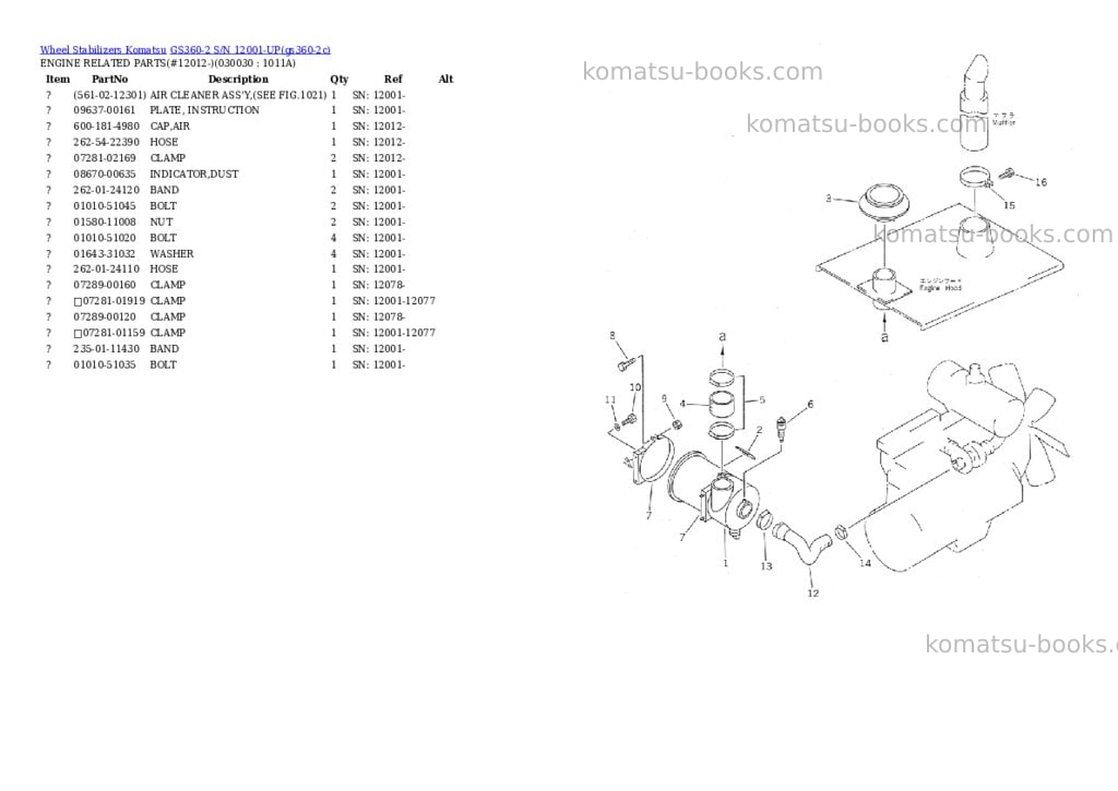 Komatsu GS360-2 S/N 12001-UP Parts catalog cover Page 2