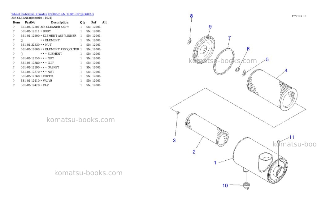 Komatsu GS360-2 S/N 12001-UP Parts catalog cover Page 3