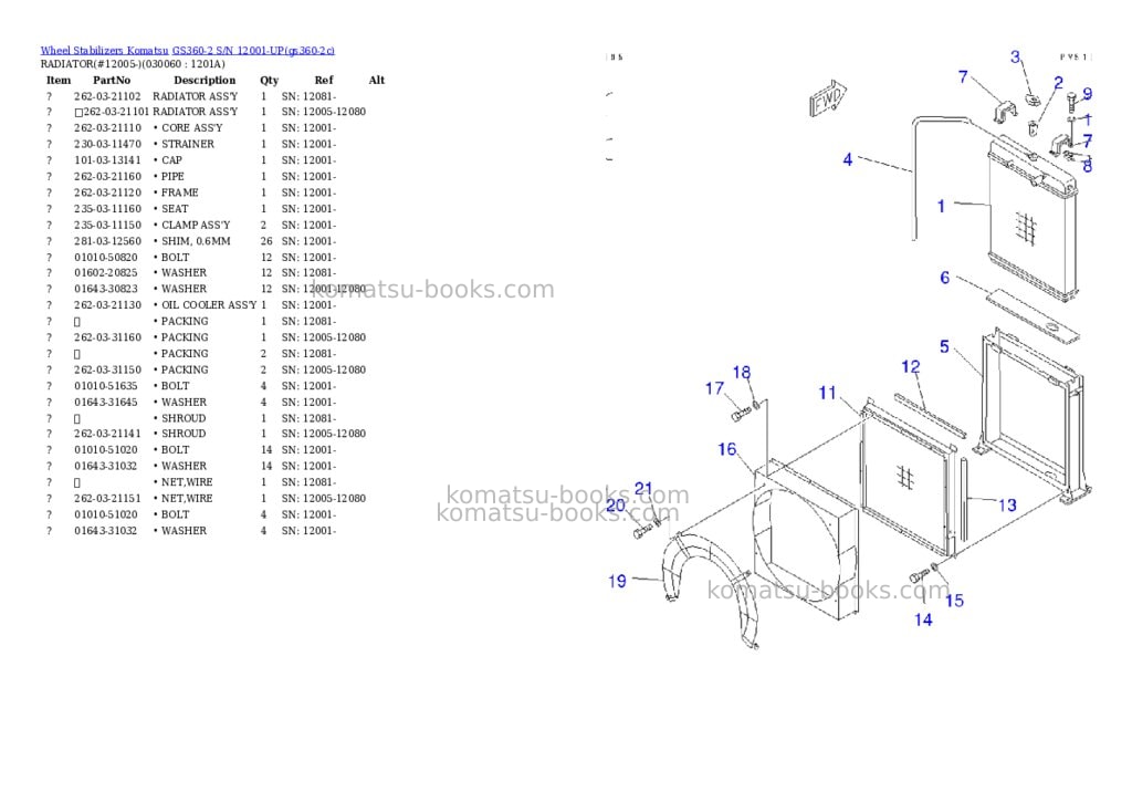 Komatsu GS360-2 S/N 12001-UP Parts catalog cover Page 5