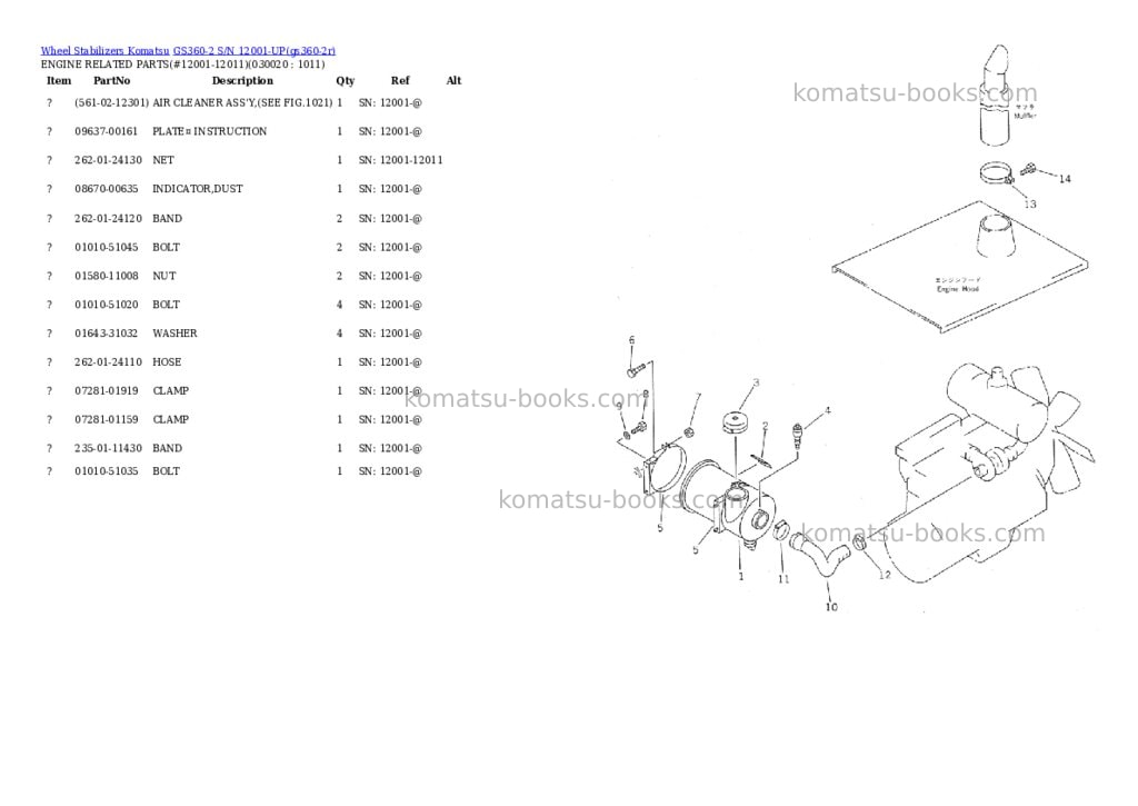 Komatsu gs360-2 s/n 12001-up Parts catalog cover