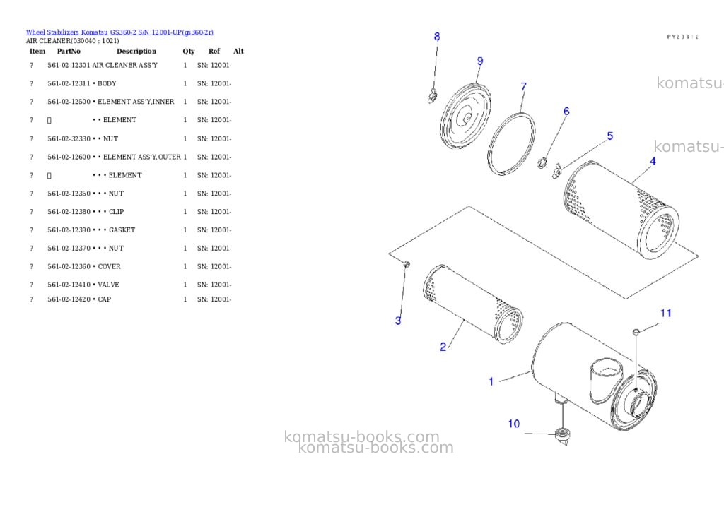 Komatsu gs360-2 s/n 12001-up Parts catalog cover Page 3