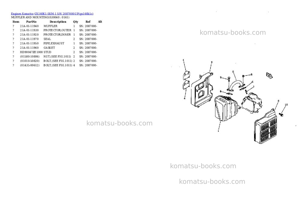 Komatsu GX160K1-SKM-1 S/N 2087000-UP Parts catalog cover Page 3 Komatsu GX160K1-SKM-1 S/N 2087000-UP Parts catalog cover Page 3