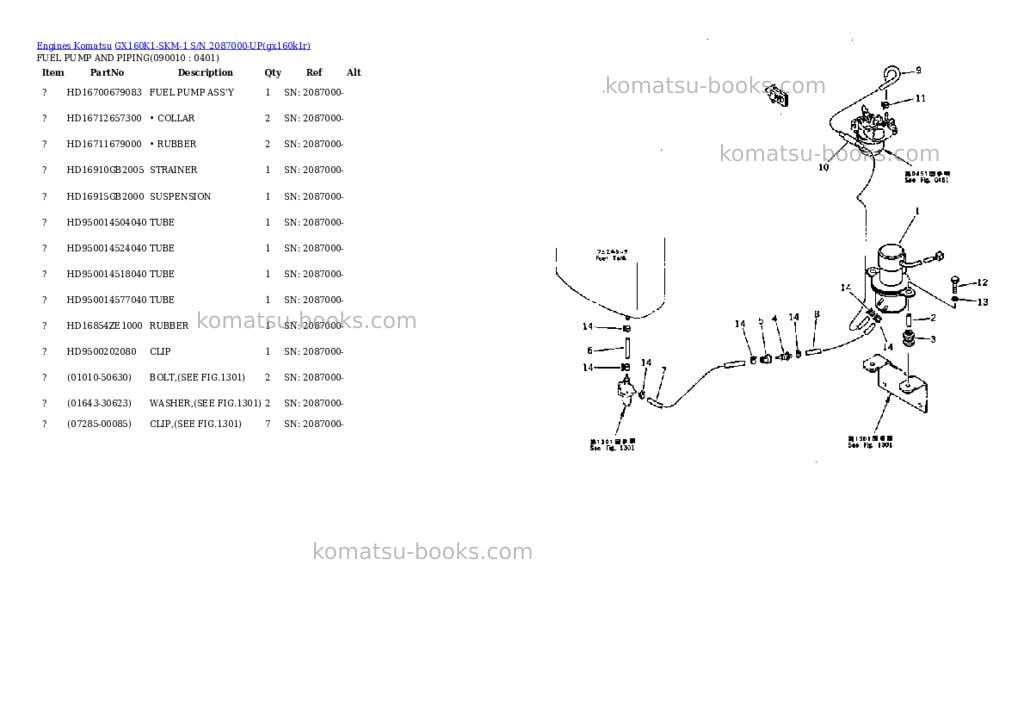 Komatsu gx160k1-skm-1 s/n 2087000-up Parts catalog cover Page 10 Komatsu gx160k1-skm-1 s/n 2087000-up Parts catalog cover Page 10