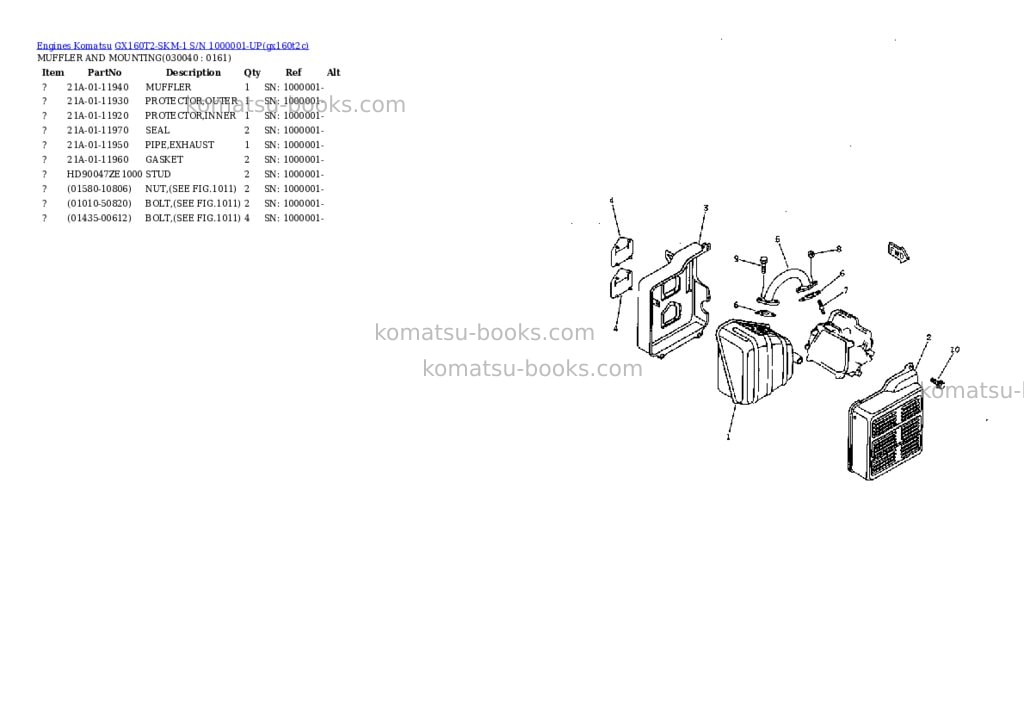 Komatsu GX160T2-SKM-1 S/N 1000001-UP Parts catalog cover Page 3 Komatsu GX160T2-SKM-1 S/N 1000001-UP Parts catalog cover Page 3
