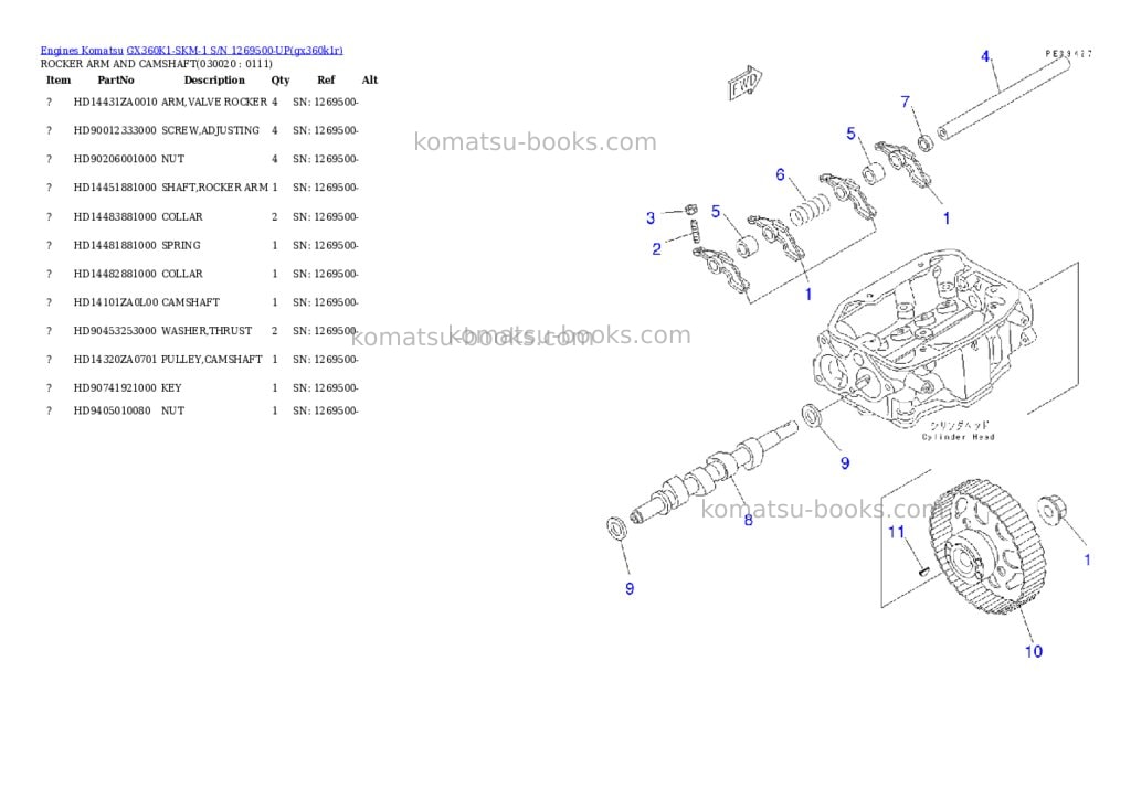 Komatsu gx360k1-skm-1 s/n 1269500-up Parts catalog cover Komatsu gx360k1-skm-1 s/n 1269500-up Parts catalog cover