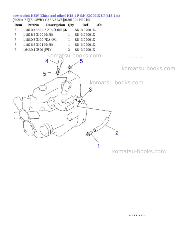 Komatsu h15-1-f s/n k07001x-up Parts catalog cover Page 9