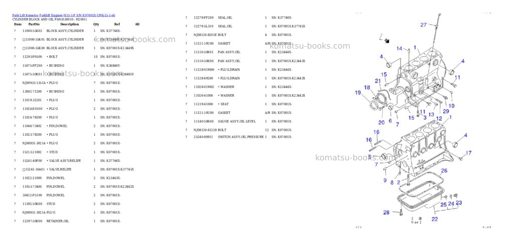 Komatsu H15-1-F S/N K07001X-UP Parts catalog cover Komatsu H15-1-F S/N K07001X-UP Parts catalog cover