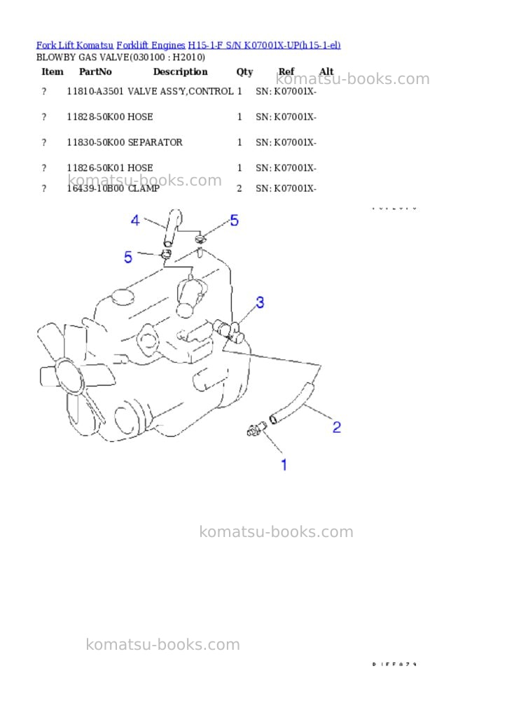 Komatsu H15-1-F S/N K07001X-UP Parts catalog cover Page 10 Komatsu H15-1-F S/N K07001X-UP Parts catalog cover Page 10