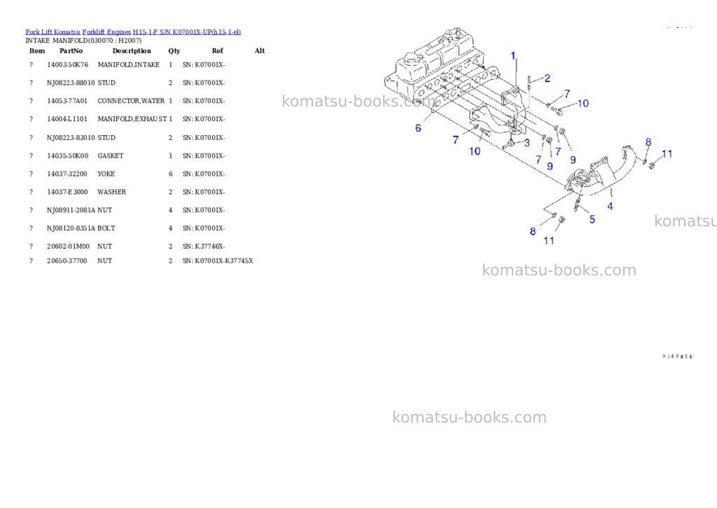 Komatsu H15-1-F S/N K07001X-UP Parts catalog cover Page 7 Komatsu H15-1-F S/N K07001X-UP Parts catalog cover Page 7