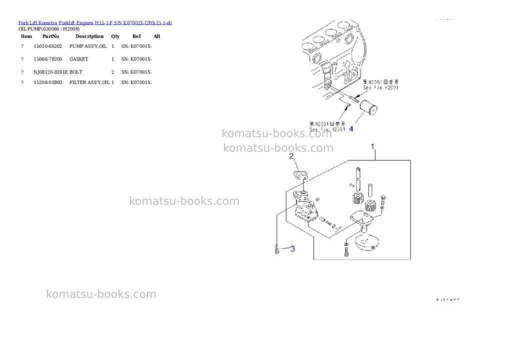 Komatsu H15-1-F S/N K07001X-UP Parts catalog cover Page 8 Komatsu H15-1-F S/N K07001X-UP Parts catalog cover Page 8