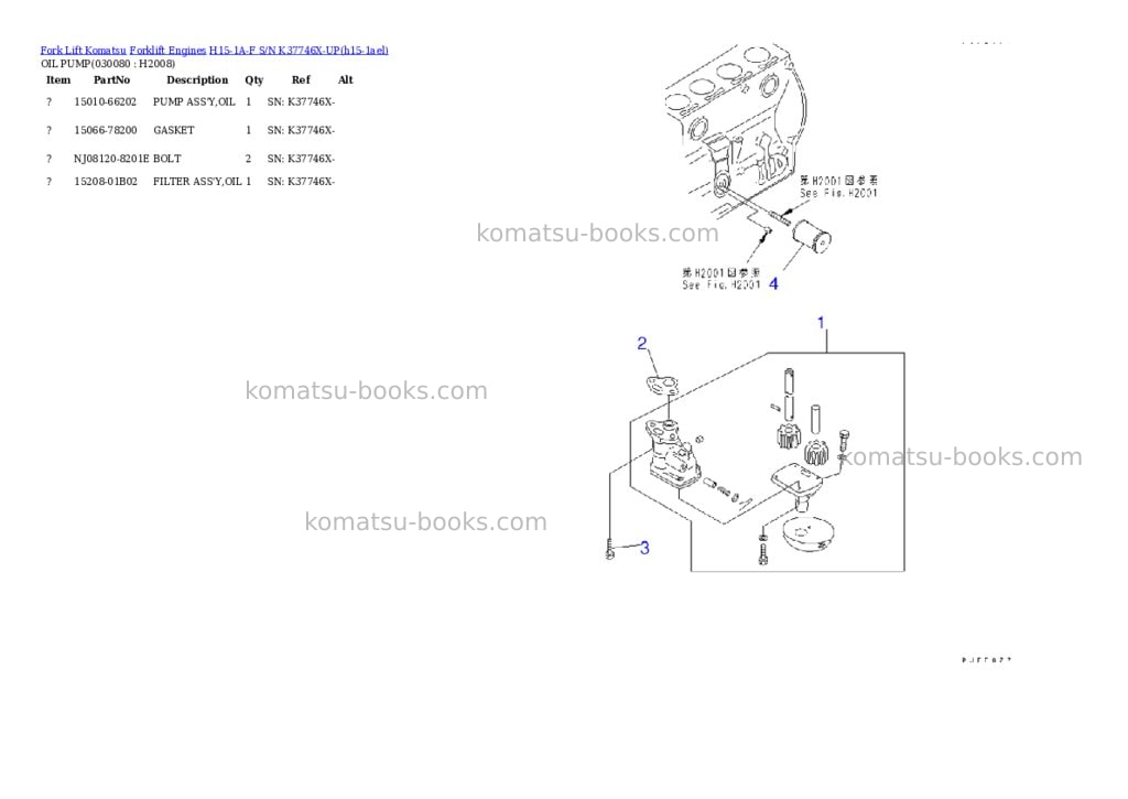 Komatsu h15-1a-f s/n k37746x-up Parts catalog cover Page 7