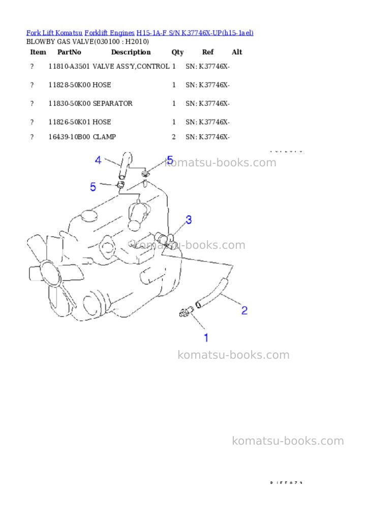 Komatsu h15-1a-f s/n k37746x-up Parts catalog cover Page 9