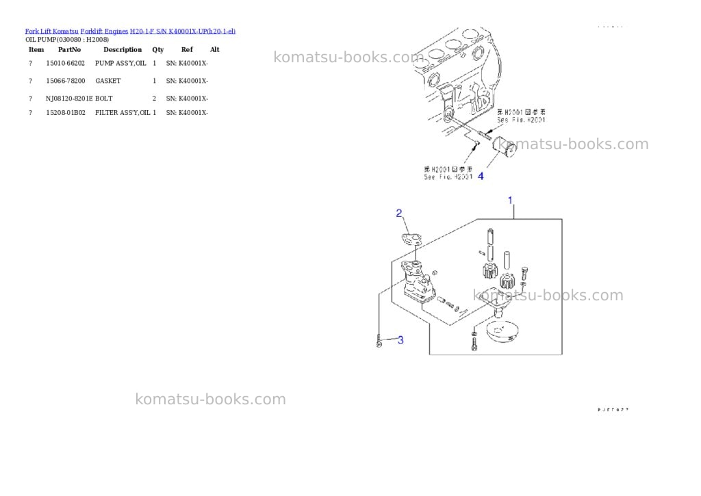 Komatsu H20-1-F S/N K40001X-UP Parts catalog cover Page 7