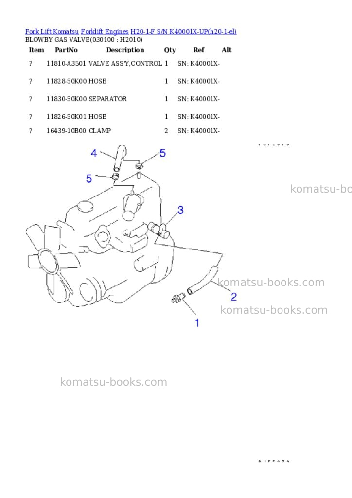Komatsu H20-1-F S/N K40001X-UP Parts catalog cover Page 9