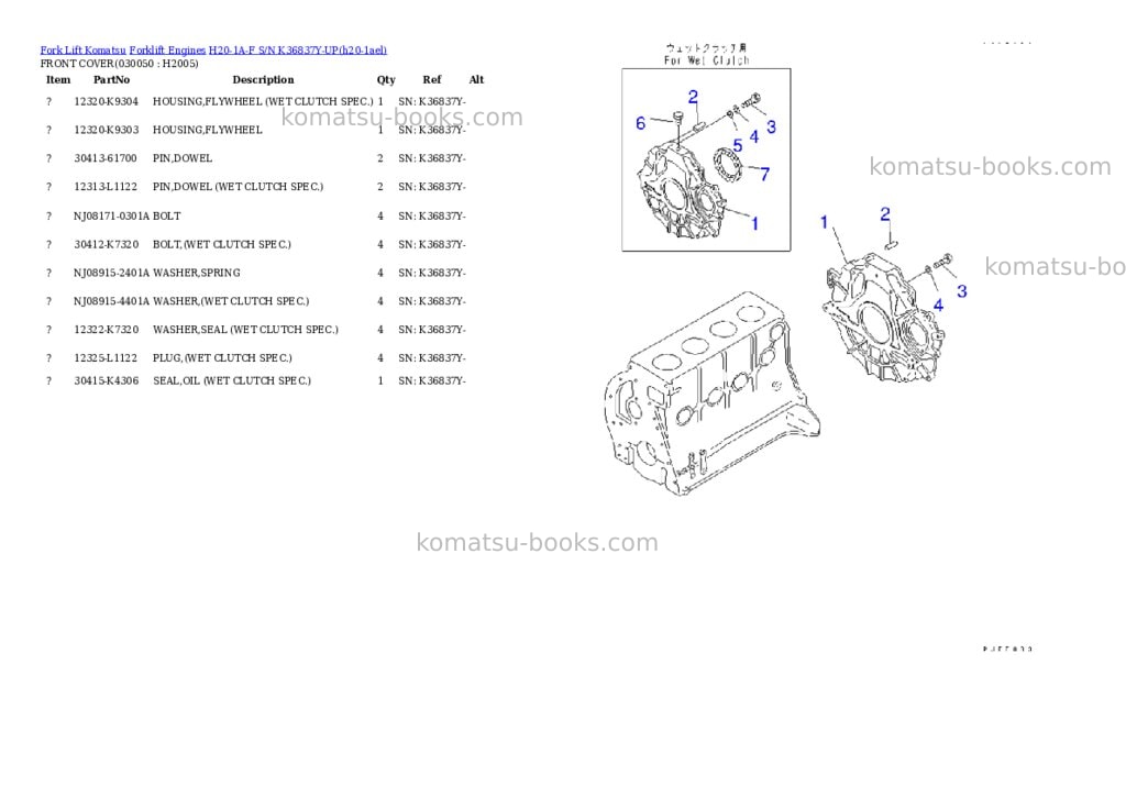 Komatsu h20-1a-f s/n k36837y-up Parts catalog cover Page 4 Komatsu h20-1a-f s/n k36837y-up Parts catalog cover Page 4