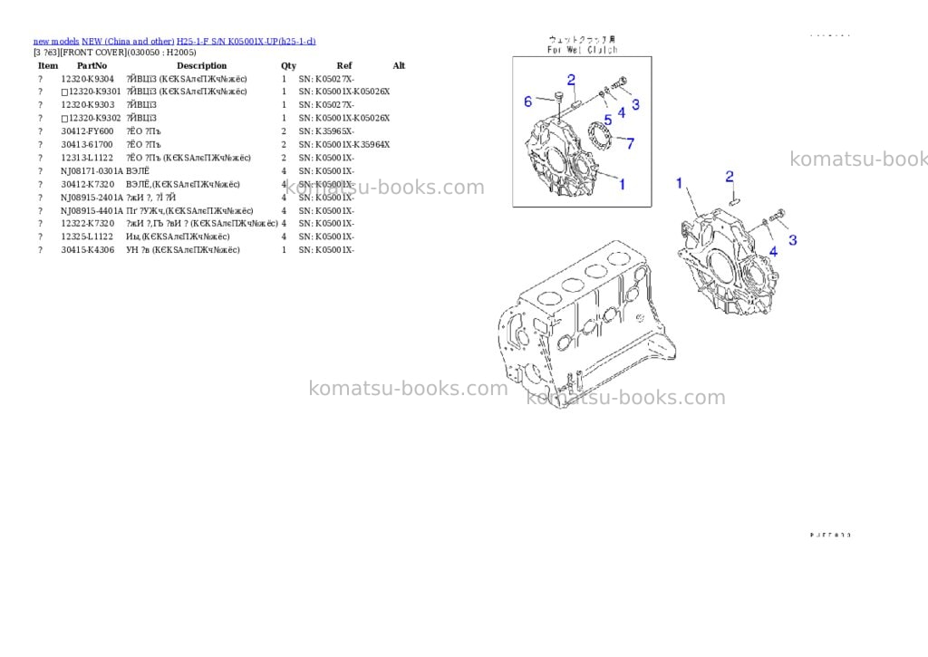 Komatsu h25-1-f s/n k05001x-up Parts catalog cover Page 4 Komatsu h25-1-f s/n k05001x-up Parts catalog cover Page 4