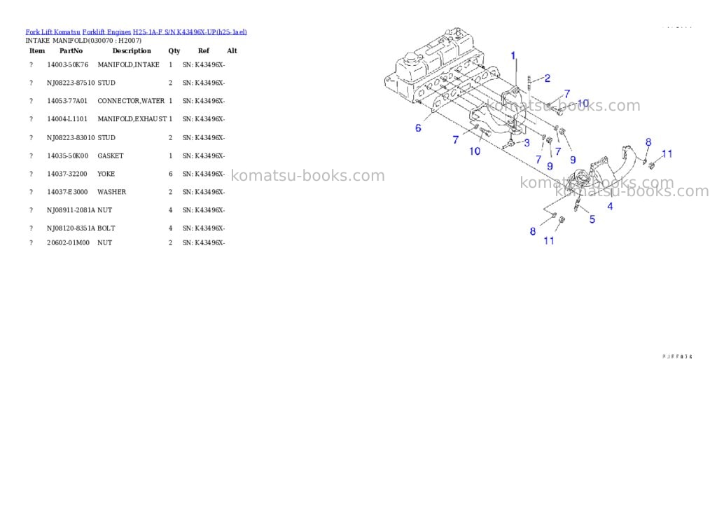 Komatsu h25-1a-f s/n k43496x-up Parts catalog cover Page 6