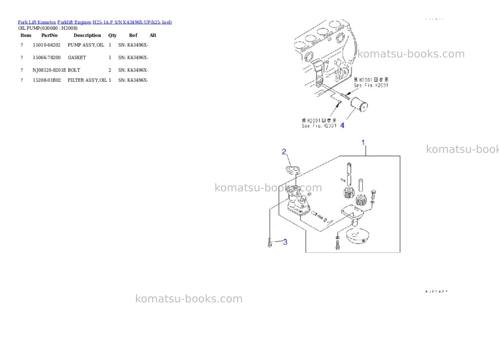 Komatsu h25-1a-f s/n k43496x-up Parts catalog cover Page 7