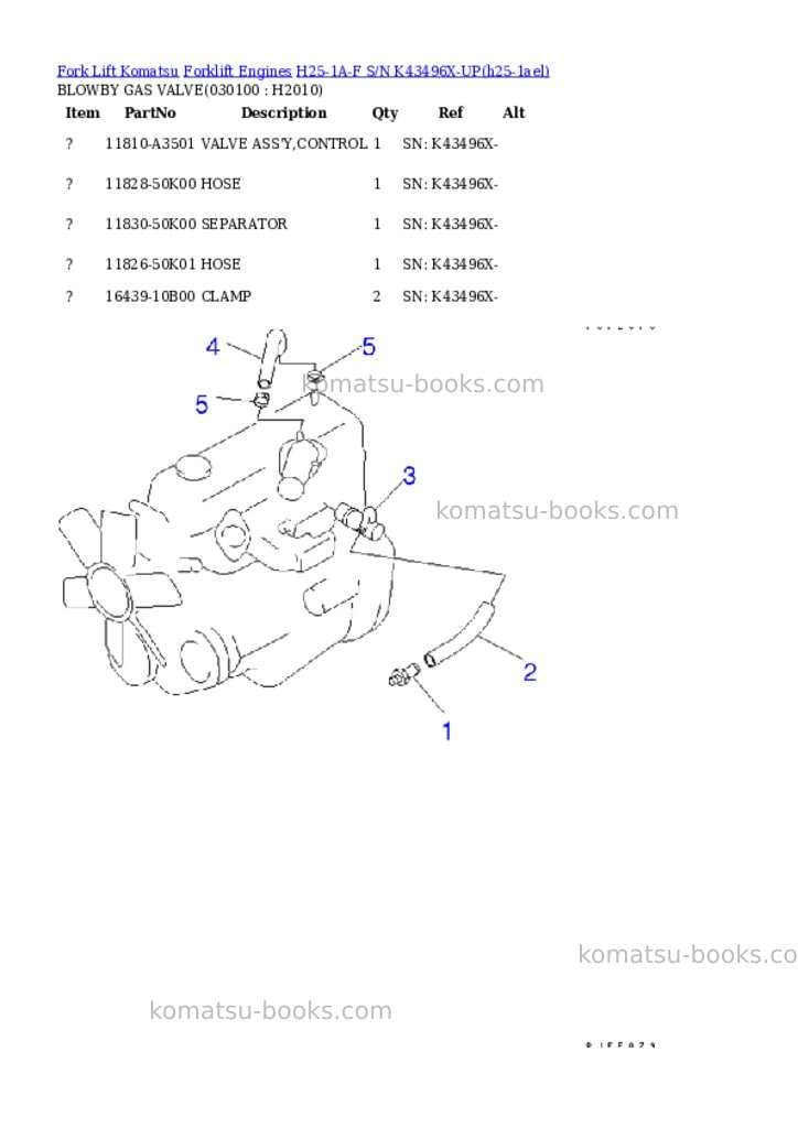 Komatsu h25-1a-f s/n k43496x-up Parts catalog cover Page 9