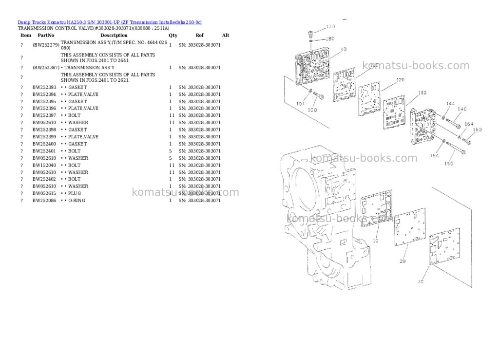 Komatsu HA250-3 S/N 303001-UP (ZF Transmission Installed) Parts catalog cover Page 7