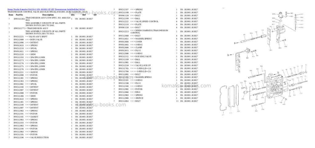 Komatsu HA250-3 S/N 303001-UP (ZF Transmission Installed) Parts catalog cover Page 9