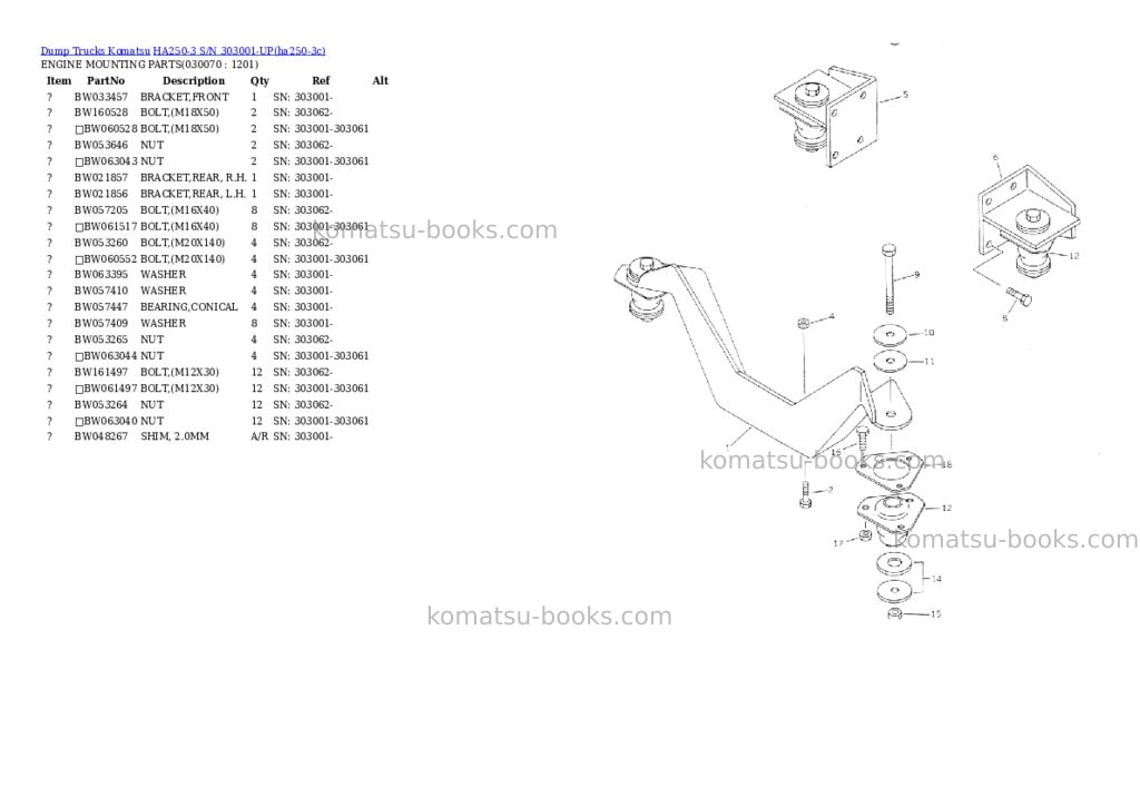 Komatsu ha250-3 s/n 303001-up Parts catalog cover Page 6
