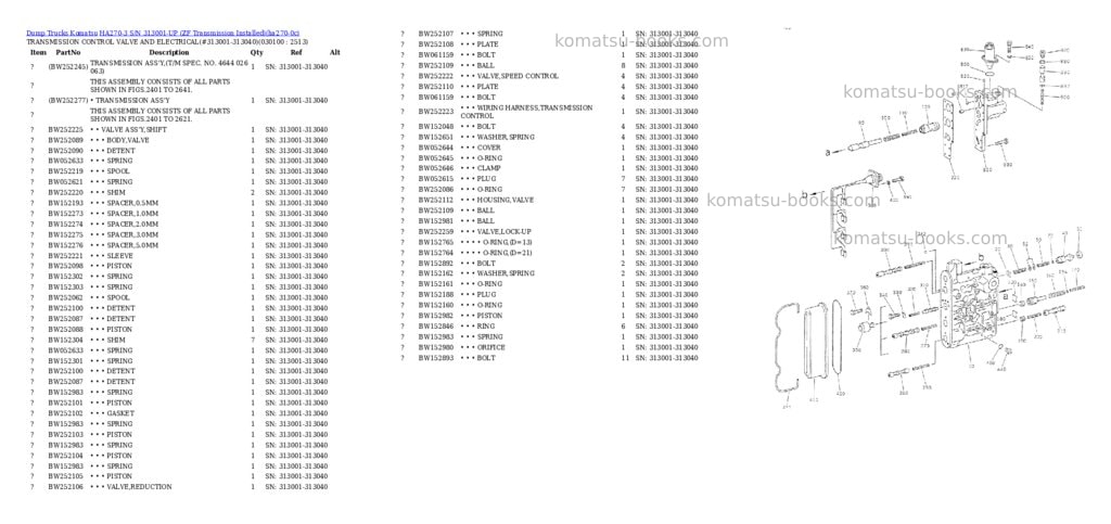 Komatsu HA270-3 S/N 313001-UP (ZF Transmission Installed) Parts catalog cover Page 9