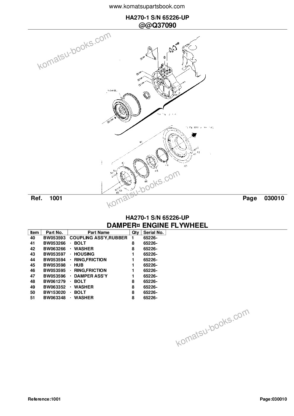 Komatsu ha270-1 s/n 65226-up Parts catalog cover Page 3 Komatsu ha270-1 s/n 65226-up Parts catalog cover Page 3