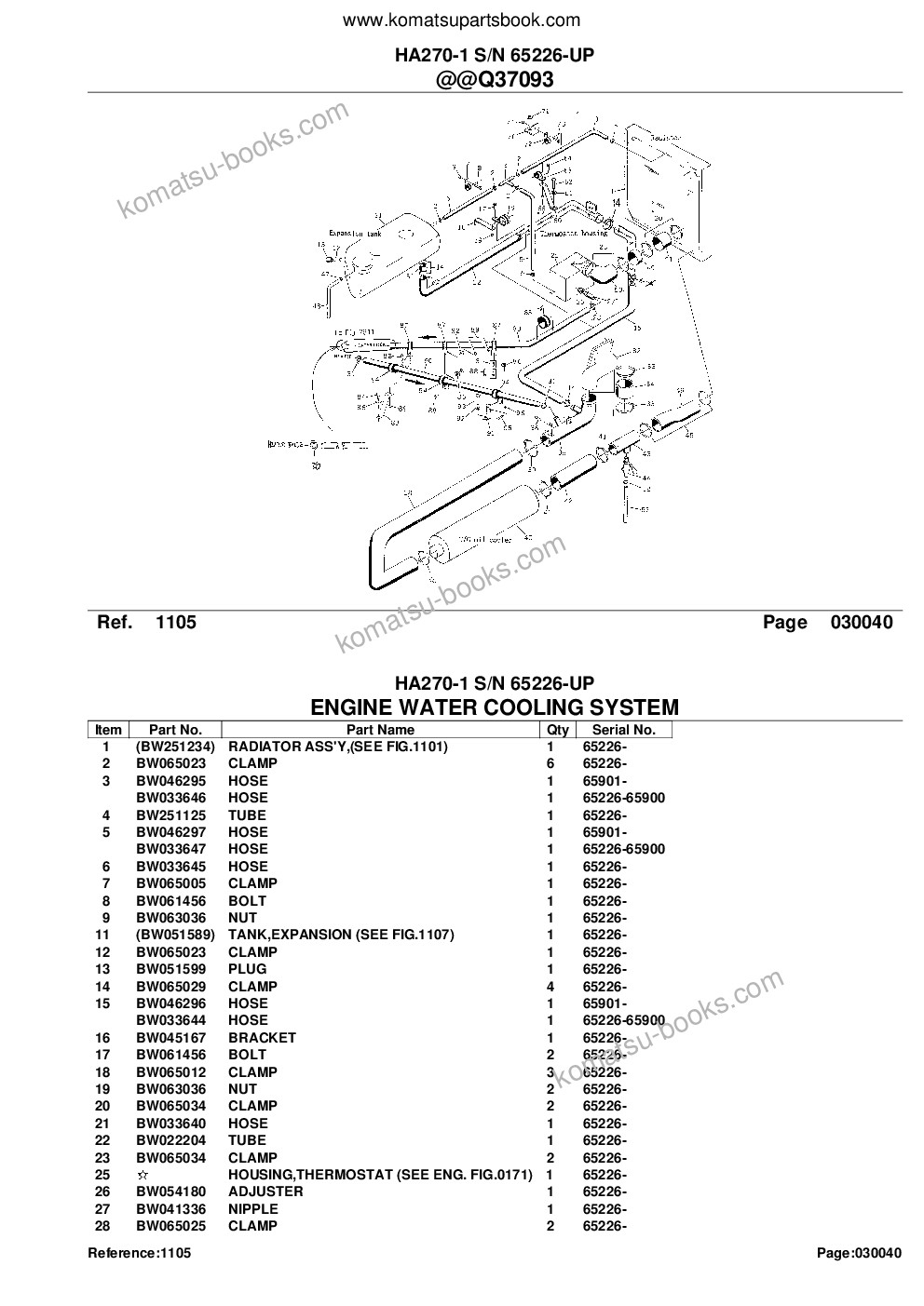 Komatsu ha270-1 s/n 65226-up Parts catalog cover Page 6 Komatsu ha270-1 s/n 65226-up Parts catalog cover Page 6