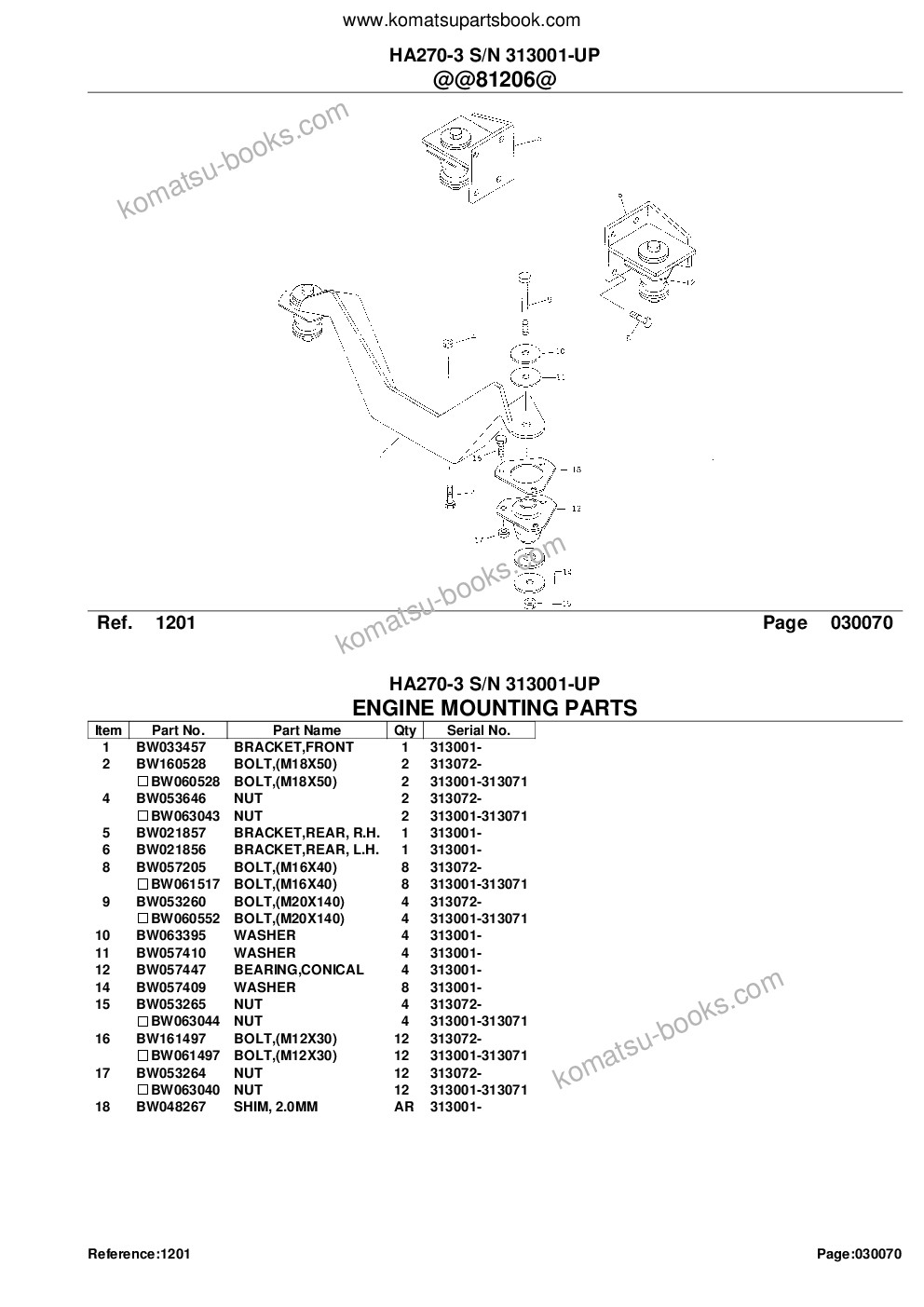 Komatsu ha270-3 s/n 313001-up Parts catalog cover Page 10