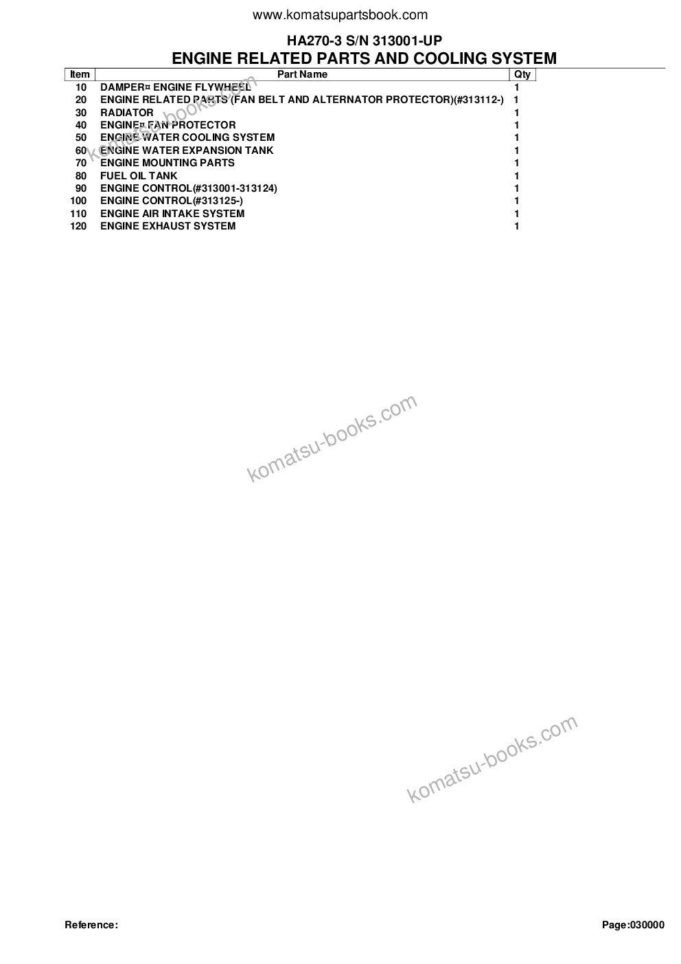 Komatsu ha270-3 s/n 313001-up Parts catalog cover Page 2