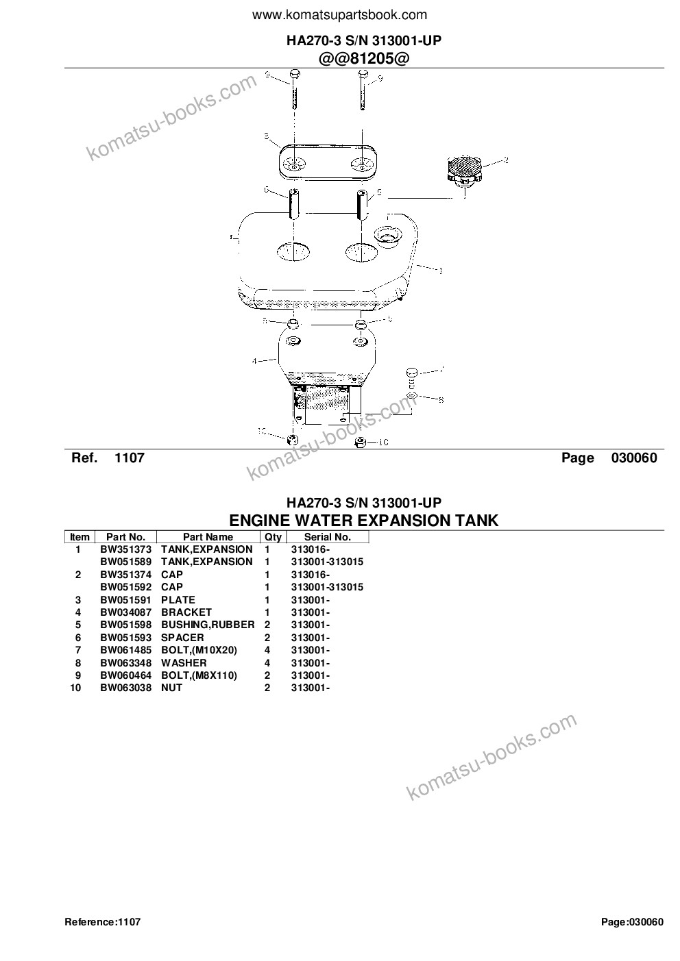 Komatsu ha270-3 s/n 313001-up Parts catalog cover Page 9