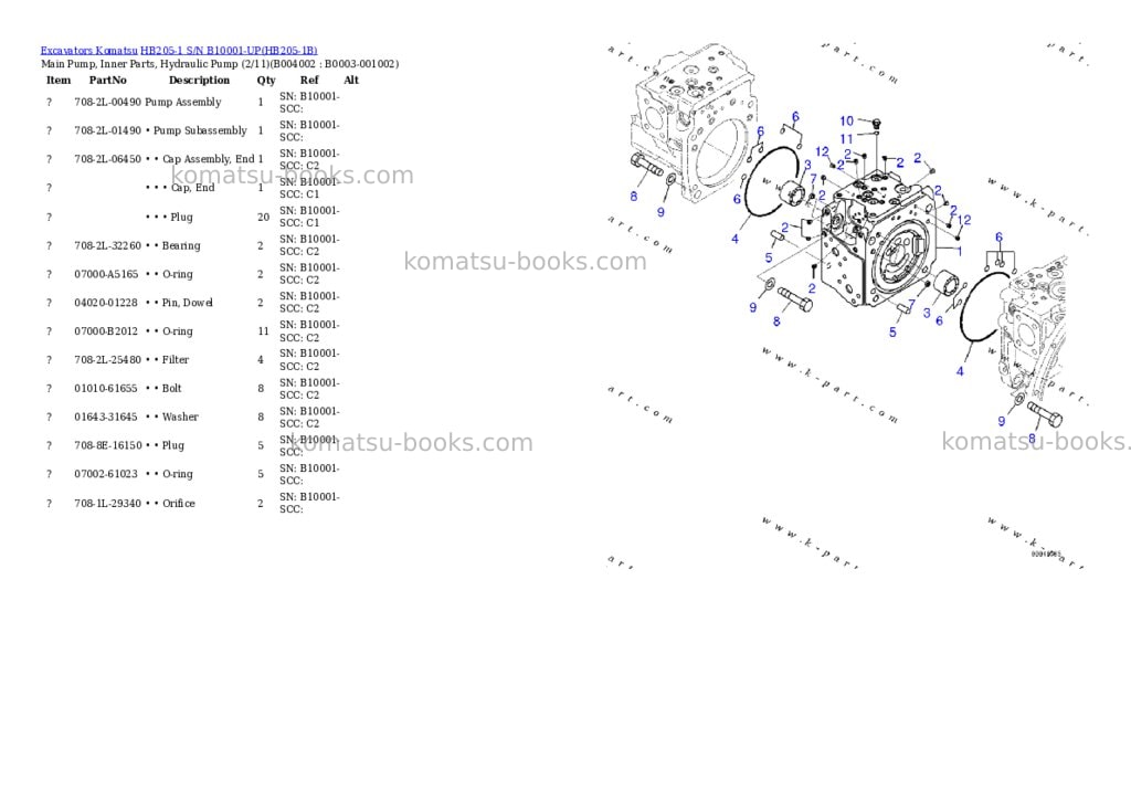 Komatsu hb205-1 s/n b10001-up Parts catalog cover Page 10