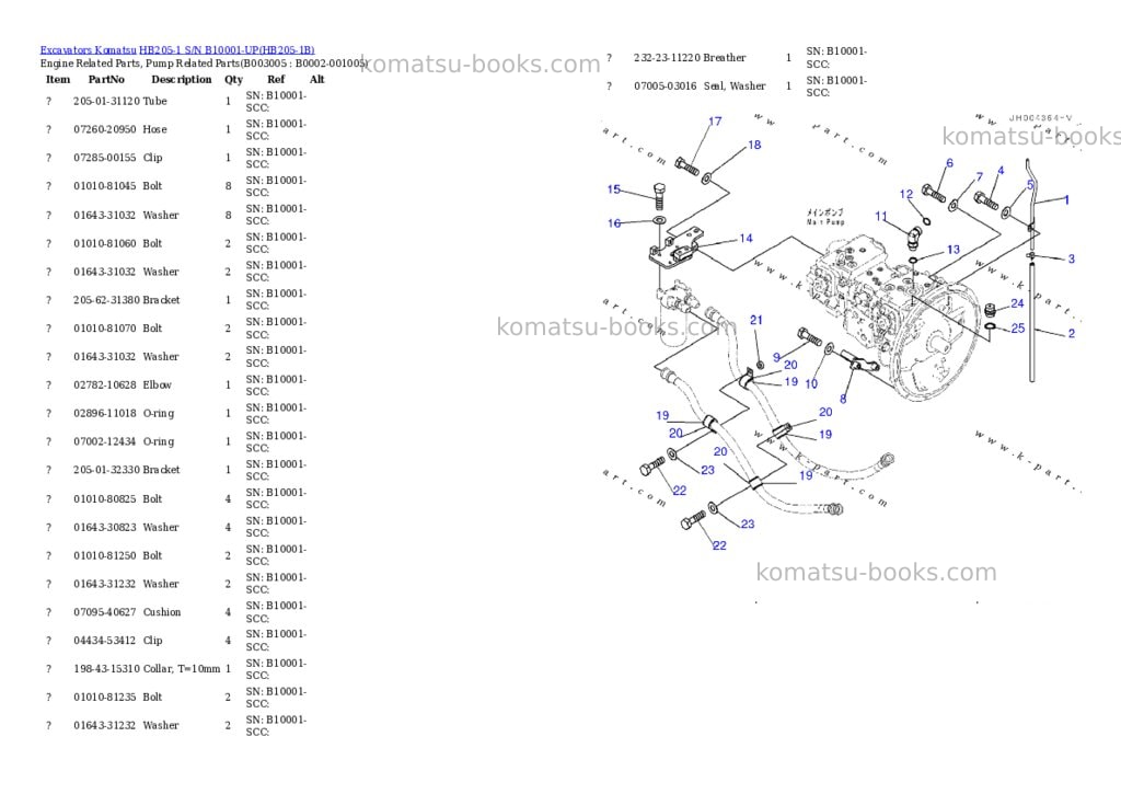 Komatsu hb205-1 s/n b10001-up Parts catalog cover Page 6